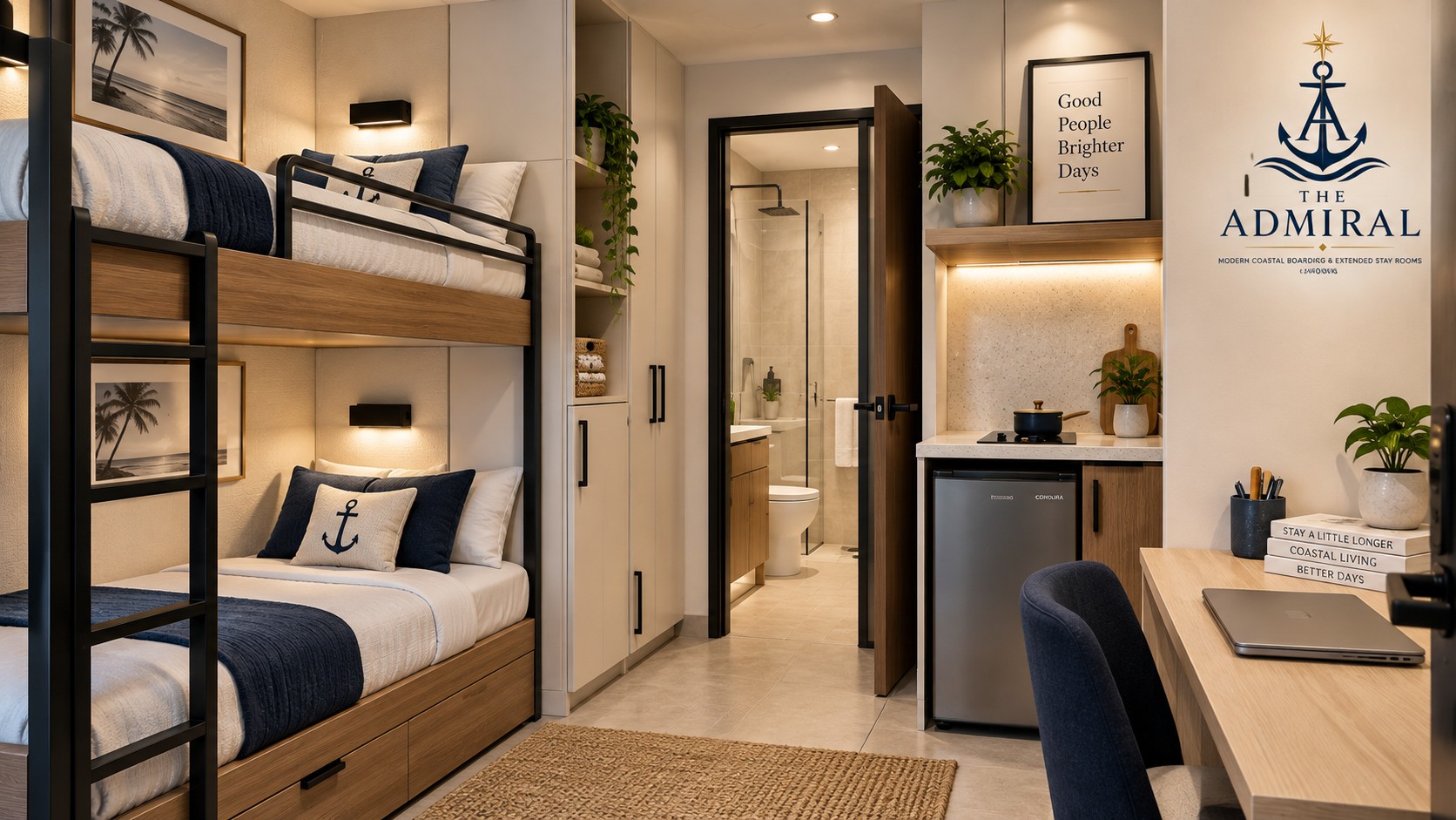 The Admiral two-person studio-style boarding room concept